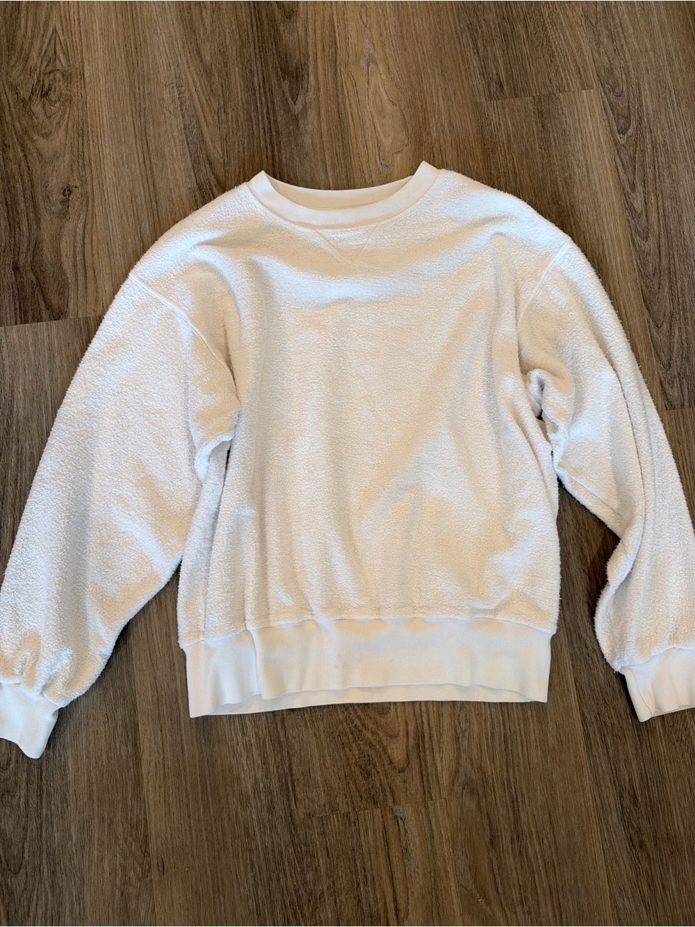 Anime bone Cozy White Women's Boucle Textured Sweatshirt